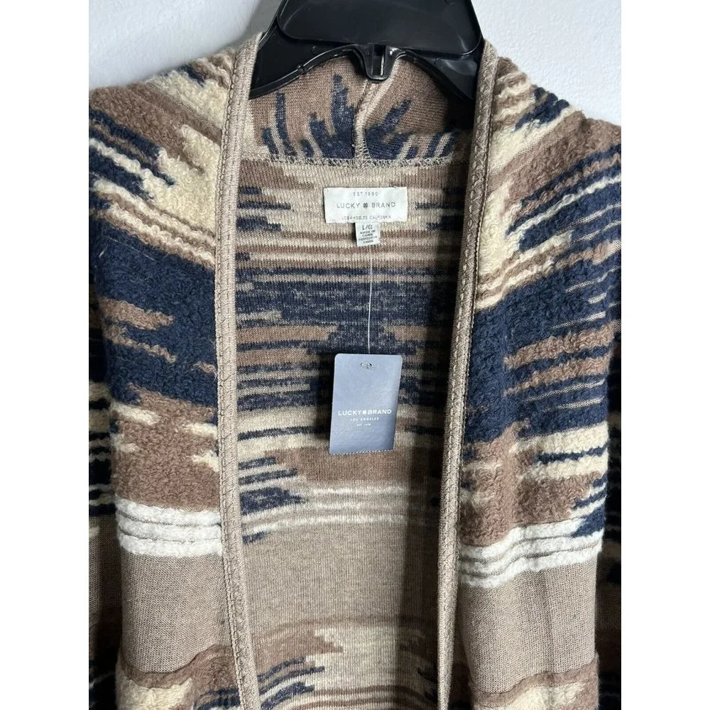 Lucky Brand Aztec Fringe Open Front Cardigan Large NWT - Picture 9 of 12